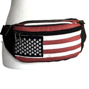 American Flag Leather Waist Bag - Red, White, Blue
